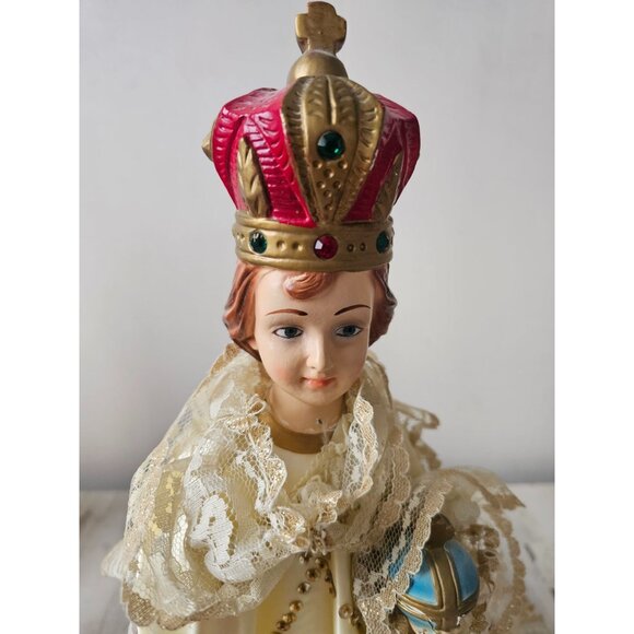 Vintage chalkware 17" infant of Prague statuary Italian Italy religious statue f - Picture 2 of 16